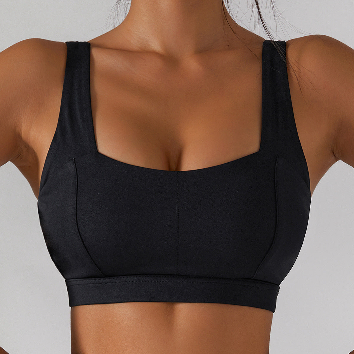 Denim Fitness Bra Set Breathable Medium High Strength