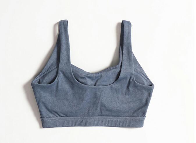 Denim Fitness Bra Set Breathable Medium High Strength